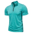 thumbnail image 6 of Moxiu Quarter Zip Mens Shirts Mock Neck Short Sleeve Athletic Dressy Business Work Shirt Summer Slim Outdoor Running Golf Tops Green,M, 6 of 8