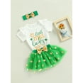 thumbnail image 3 of Baby Girls Flying Short Sleeve Letter Print Romper + Glitter Polka Dot Tutu Skirt + Headband Outfits Set, 3 of 9