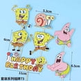 thumbnail image 3 of Toppers de pastel con temática de Bob esponja amarilla para fiesta de cumpleaños, dibujos animados, Baby Shower, suministros de decoración de pastel de primer cumpleaños, regalos de juguete（Negro, 3 of 5