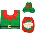 thumbnail image 2 of 3pcs Christmas, Toilet Seat Cover Rug Set, Christmas Bathroom Decorations, 2 of 3
