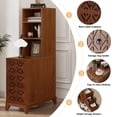 thumbnail image 3 of MDQMD Brown End Table with Shelves and Charging Station,Slim Tall Side Table with 3 Drawers for Living Room,Bedroom, 3 of 9