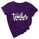 thumbnail image 1 of Camiseta de manga corta con estampado bonito para el día del maestro y cuello redondo suelto a la moda para mujer Pompotops hfajkhk137910, 1 of 6