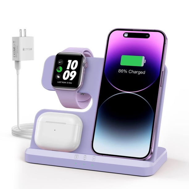 Estación de Carga Inalámbrica 3 en 1 para Apple Blanca para Múltiples Dispositivos iPhone, Apple Wat