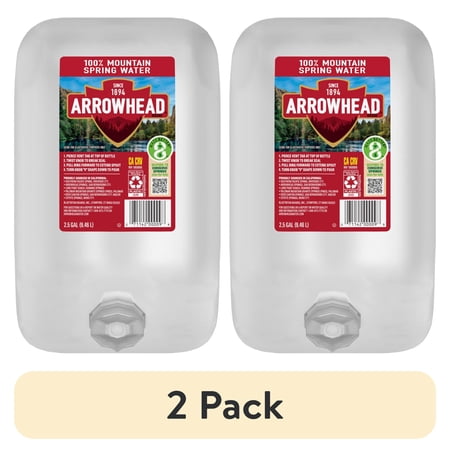 (2 pack) Arrowhead Mountain Spring Water, 2.5 gal, Single Plastic Jug