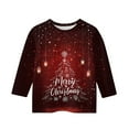 thumbnail image 4 of Grblisyd Christmas Shirts Kids 3/4 Sleeve Xmas Tree Snowflake Print Cute Cute Tops T Shirts Trendy Girls Tops Kids 10-12 Years Deep Red 110, 4 of 5