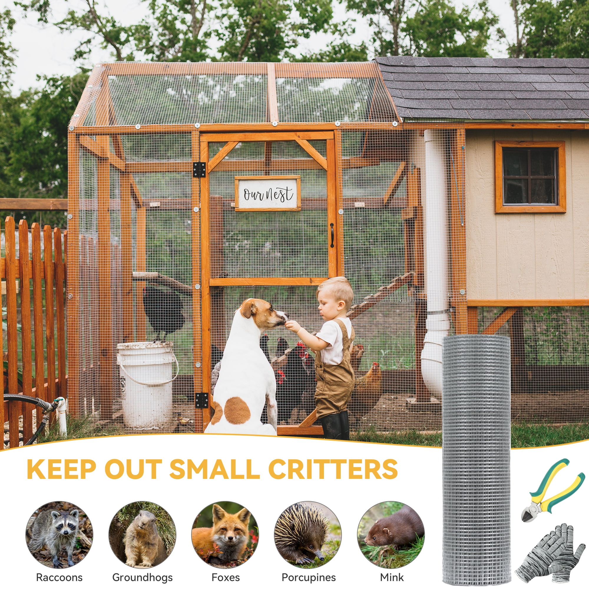 Dextrus Hardware Cloth 36inch x 100ft Galvanized Wire Mesh, 1/2 inch 19 Gauge Chicken Wire Fencing Roll