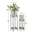 thumbnail image 4 of DecMode 24", 32"H Indoor Outdoor Silver Metal Planter with Removable Stand (2 Count), 4 of 12