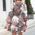 thumbnail image 4 of Women Dress Leopard Vintage Print 3/4 Sleeve V Neck High, 4 of 8