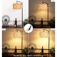 thumbnail image 2 of Floor Lamp for Living Room Bedroom Rattan Boho Arc Standing Lamp with Remote Dimmable Black Wicker Bamboo Lamp Shade Floor Light Adjustable Tall Lamp Farmhouse Industrial Floor Lamps Bohemian, 2 of 8