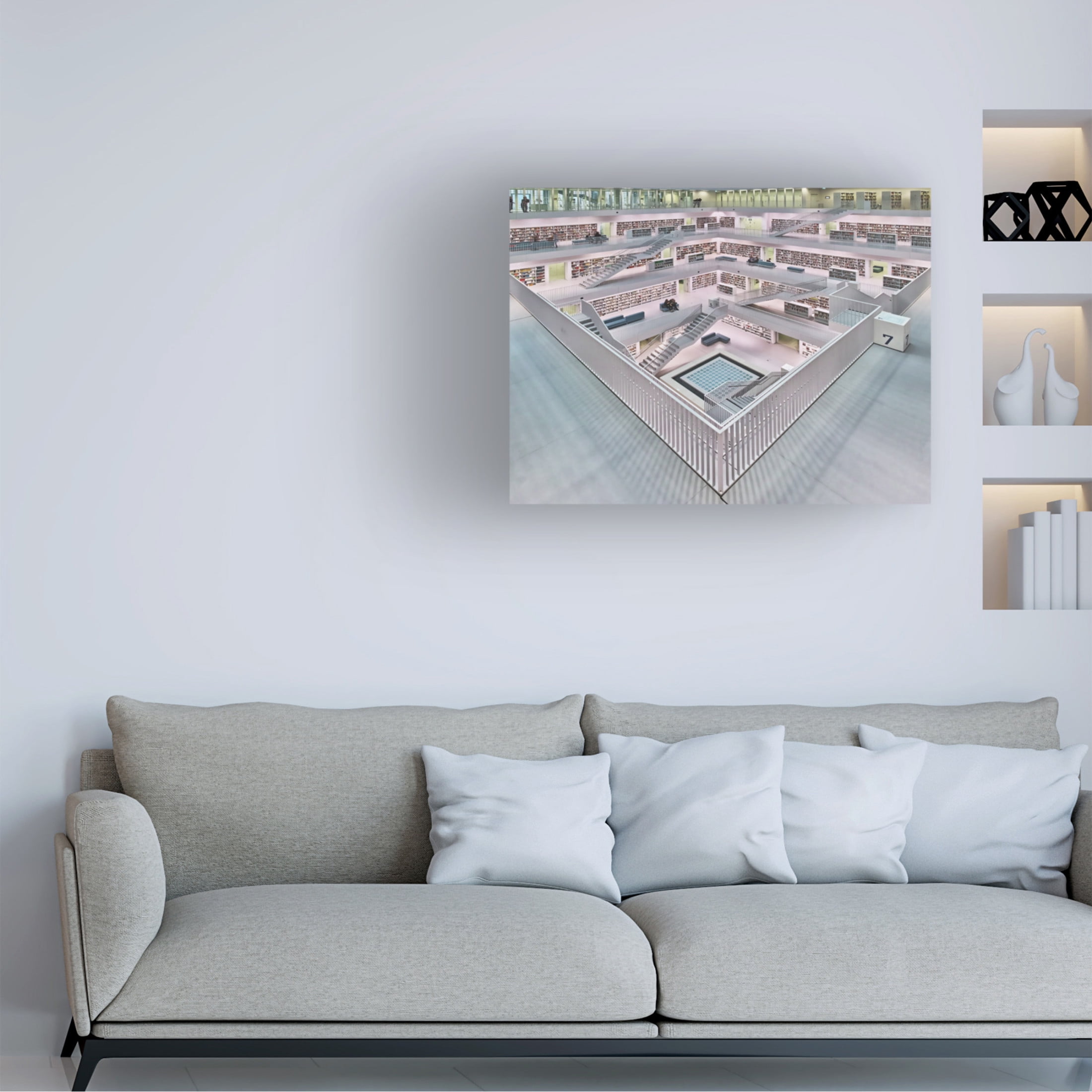 Canvas Wall Art - Rolf Mauer 'Stadtbibliothek Stuttgart Inner Space I' Wall Art for Living Room, Bedroom, or Office D?cor by Trademark Fine Art - 24 x 18 Inches