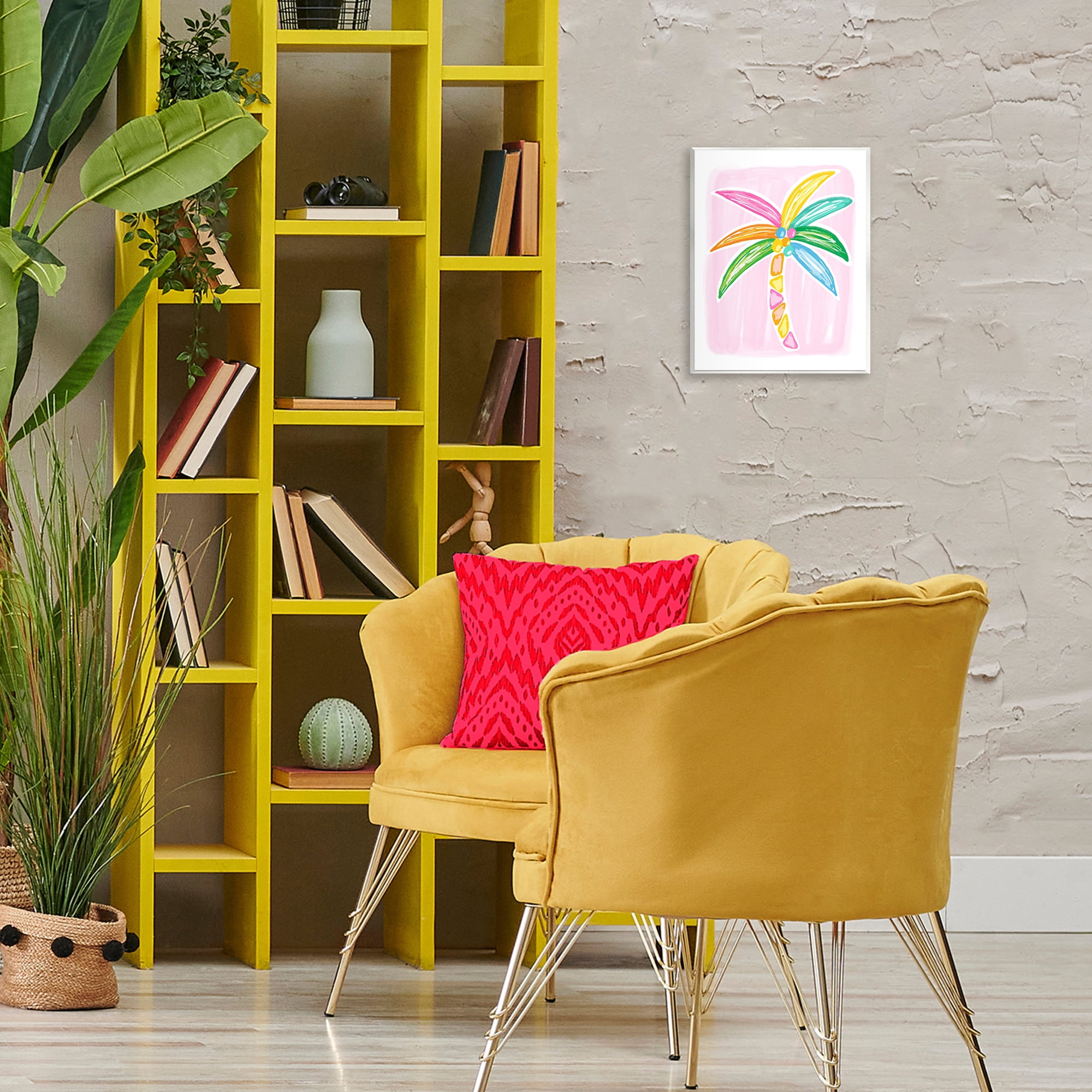 Stupell Industries Pastel Palm on Pink Botanical & Floral Painting Unframed Art Print Wall Art, 11 x 14