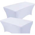 thumbnail image 1 of 2 Pack 6FT Rectangular Spandex Table Cover Four-Way Tight Fitted Stretch Tablecloth Table Cloth for Outdoor Party DJ Tradeshow Banquet Vendor Wedding Celebration (2PC 6FT, White), 1 of 5