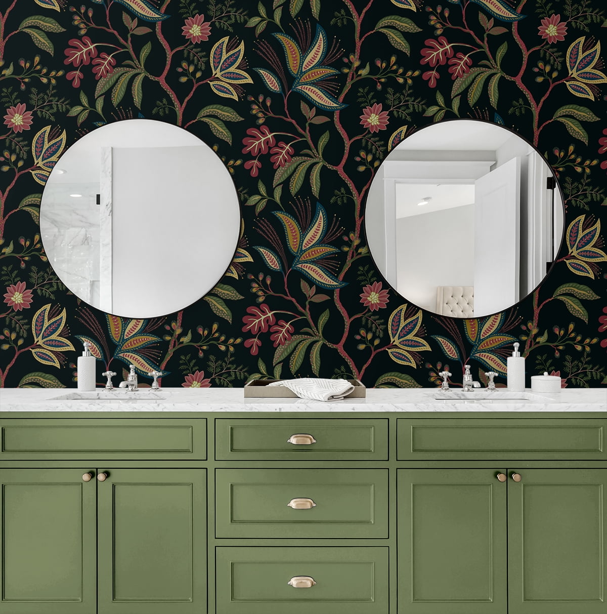NextWall Ebony Forest Flourish Peel and Stick Wallpaper - 27 in. W x 18 ft. L Roll