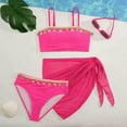 thumbnail image 2 of Pimfylm Teen Girl Swimsuits Girls Swimsuits Bathing Suit Bikini Set with Sporty Shorts Beach Swimwear for Girl 3PCS Hot Pink,Size for 10-11 Years, 2 of 9
