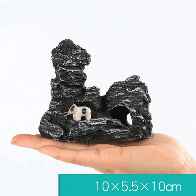 Pequeño puente rocoso paisajismo fuente de agua decoración bonsai acuario simulación piedra pecera decoración cascada pecera decoración (pequeña rocalla SR1003 oso de fresa Electrónica