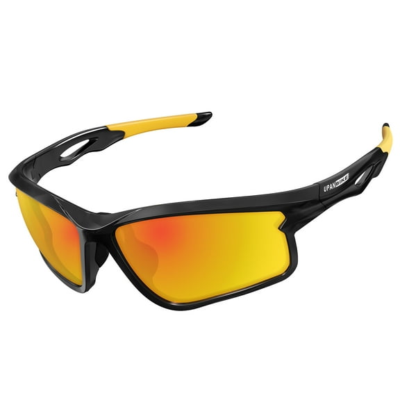 UPANBIKE Bike Cycling Polarized Sunglasses Anti-UV400 Sports Sunglasses TR90 Unbreakable Frame PC Lens Adult Unisex Goggles, Glossy Black Frame/Orange Lens