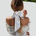 thumbnail image 6 of Tinted Cloth Long Strip Silk Scarf 46.9in×3.1in Soft, Silky, Shiny, Dustproof And Sunscreen For Daily Out Date Travel Photos Romantic Vintage Lace Ribbon Bow Pattern, 6 of 6