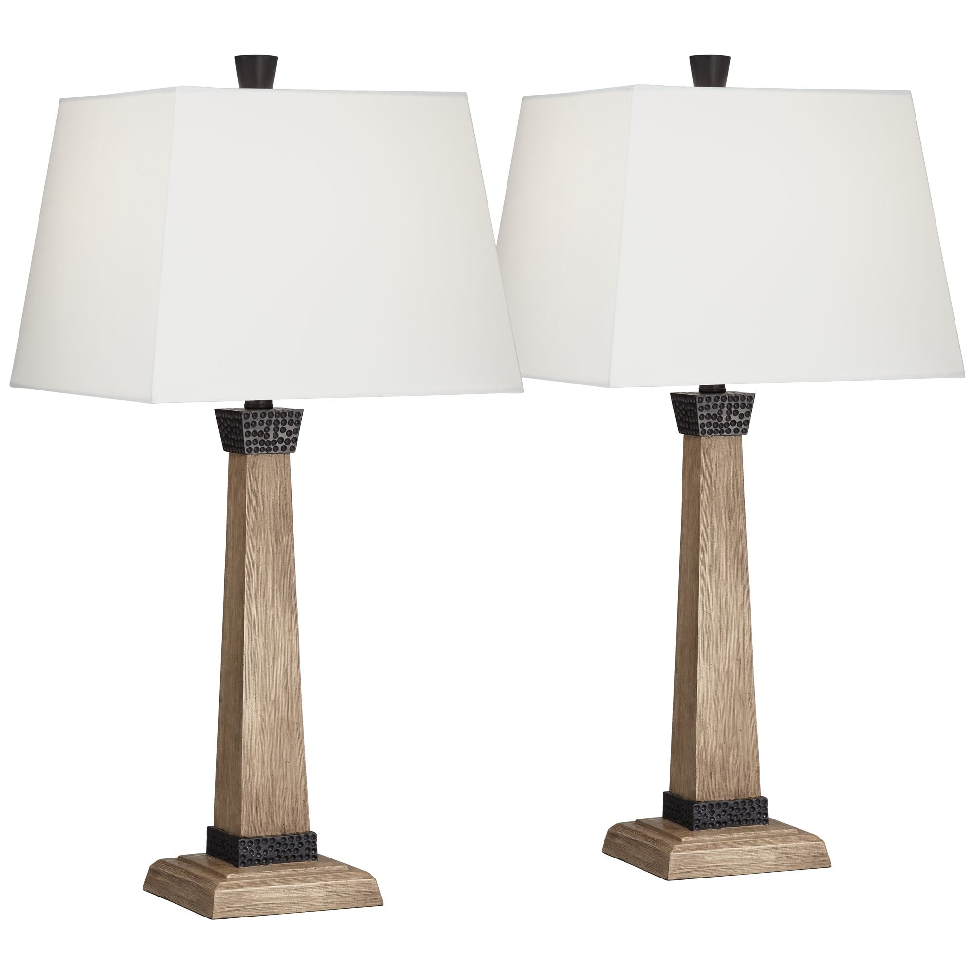 John Timberland Buchan 29 1/2" Tall Pedestal Farmhouse Rustic End Table Lamps Set of 2 Brown Wood Finish Living Room Bedroom