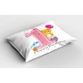thumbnail image 2 of Ambesonne Birthday Pillow Sham 2 Pack, Cartoon Girl Party, 30"x20", Pale Pink Hot Pink, 2 of 3