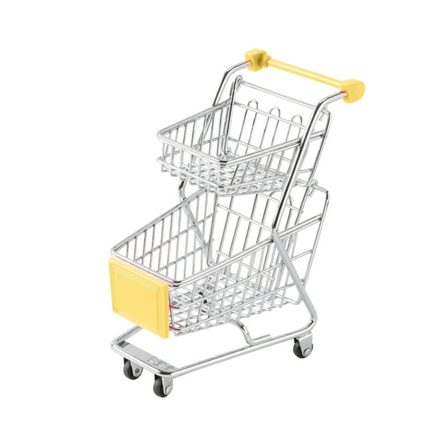 Mini carrito de compras de juguete para niños | Juguete de supermercado de juguete con bloques de madera giratorios de 360 grados | Juguete educativo de rol para niños pequeños