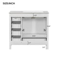 thumbnail image 3 of Harper & Bright Designs 36" Bathroom Vanity with Ceramic Sink Combo, Bathroom Cabinet with Ceramic Top and 5 Drawers & 2 Soft Close Doors, White, 3 of 16