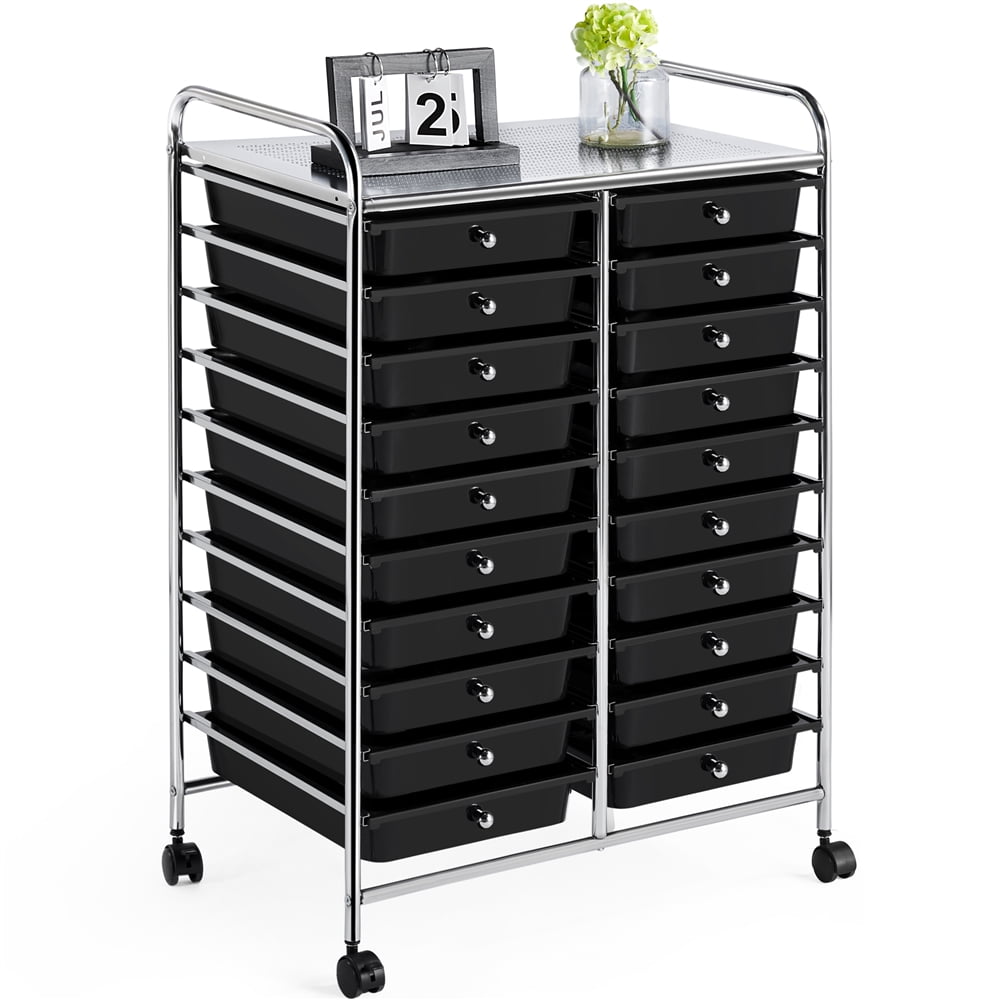 HUOYANS Storage Box Clear 20-Drawer Organizer Cart 