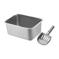 thumbnail image 3 of Bandeja de arena para gatos, bandeja de arena para gatos de acero inoxidable, fácil de limpiar, resistente, recipiente para lavabo de arena para gatos 36x27x15cm, 3 of 8