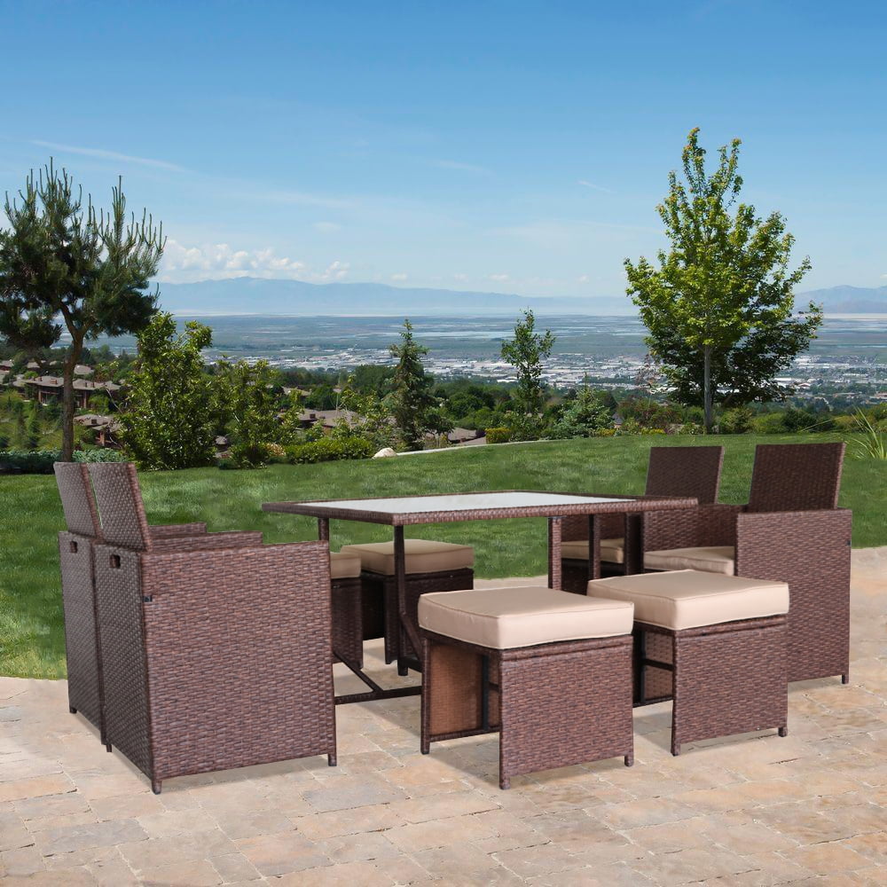 Lowestbest 9pcs Rattan Furniture, Outdoor Meeting and Leisure Furniture, Tough Rattan Weave, Suitable for Many Places, Brown Lowestbest 9pcs Rattan Furniture, Outdoor Meeting and Leisure Furniture, Tough Rattan Weave, Suitable for Many Places, Brown