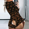 thumbnail image 1 of Pijamas de Halloween para mujer, mono con estampado de calabaza, mono con solapa abotonada funcional, ropa de dormir suave para fiesta en casa, 1 of 4