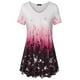 thumbnail image 3 of Camiseta de mujer Blusa informal con estampado degradado Vestido suelto con cuello en V, Rojo, XL Methold AP001902-28, 3 of 5