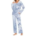 thumbnail image 2 of Yuwull Women Pajama Sets Crew Neck Long Sleeve Tops and Pants Set Soft Comfy 2 Piece Loungeswear Pjs, 2 of 6