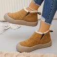 thumbnail image 4 of Womens Winter Snow Boots with Protective Toe Fleece Lined Warm Non Skid Slip on Walking Flats Work Ankle Booties Yellow Size 9, 4 of 7