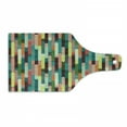 thumbnail image 1 of Retro Cutting Board, Grunge Stripes Pattern with Colorful Composition with Traditional Halftone Background, Tempered Glass Cutting and Serving Board, Wine Bottle Shape, Multicolor, by Ambesonne, 1 of 1