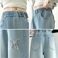 thumbnail image 3 of Tiijoy Girls Butterfly Embroidery Baggy Jeans Toddler Straight Leg Pull On Denim Pants, Sizes 4-5, 3 of 8
