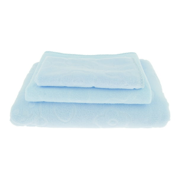 Inteprter Juegos de toallas de baño Toalla de baño súper Toalla de mano y toallita rosa claro Toallas y Paños Azul claro 3 piezas S/M/L