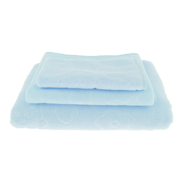 Inteprter Juegos de toallas de baño Toalla de baño súper Toalla de mano y toallita rosa claro Toallas y Paños Azul claro 3 piezas S/M/L