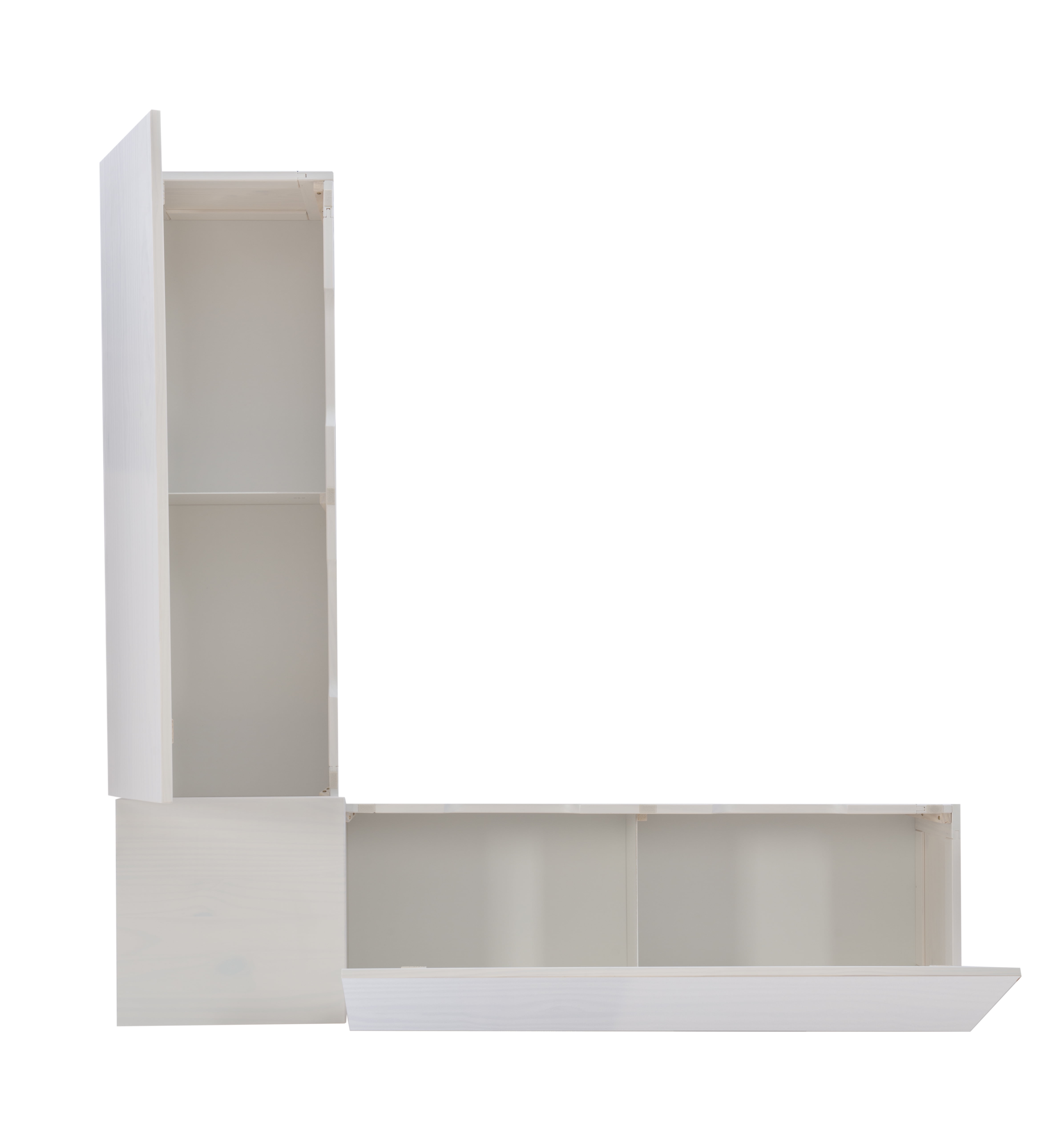 Linon Romero Backless Corner Nook with Storage, 5-Piece Cushion Set, White/Beige