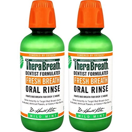 TheraBreath Fresh Breath Dentist Formulated Oral Rinse - Mild Mint Flavor, 16 Ounce (Pack of 2)