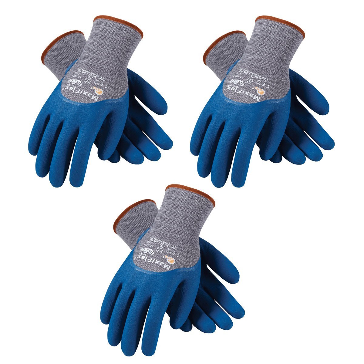 ATG 3 MaxiFlex Endurance 34-844 Seamless Knit Nylon Work Glove with Nitrile Grip on Palm & Fingers, Sizes Small to X-Large (Large), Black and gray (34-844 - LARGE 3/PACK) Walmart.com