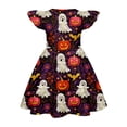 thumbnail image 3 of Girls Dresses Halloween Ghost Pumpkin Pattern Sleeveless Flowy Sundress Summer Halloween Party Outfit for Girls Ages 7–14, 3 of 4