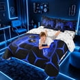 thumbnail image 4 of meiyoeat Neon Blue Flame Game Controller Twin Bedding Sets for Kids Boys, Blue Geometric Gaming Bedding Comforter Set, Gamepad Reversible 7pcs, 4 of 6