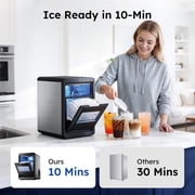 Simzlife Nugget Ice Maker Countertop, 44lbs per Day Soft Chewable Pebble Nugget Ice Machine, One-Touch Self-Cleaning with Touch Screen for Home, Kitchen, Office, Stainless Steel, Black