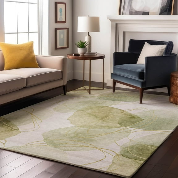 Addison Rugs Mayfield Washable Contemporary Organic Green Rectangle Rug, 10' x 14'