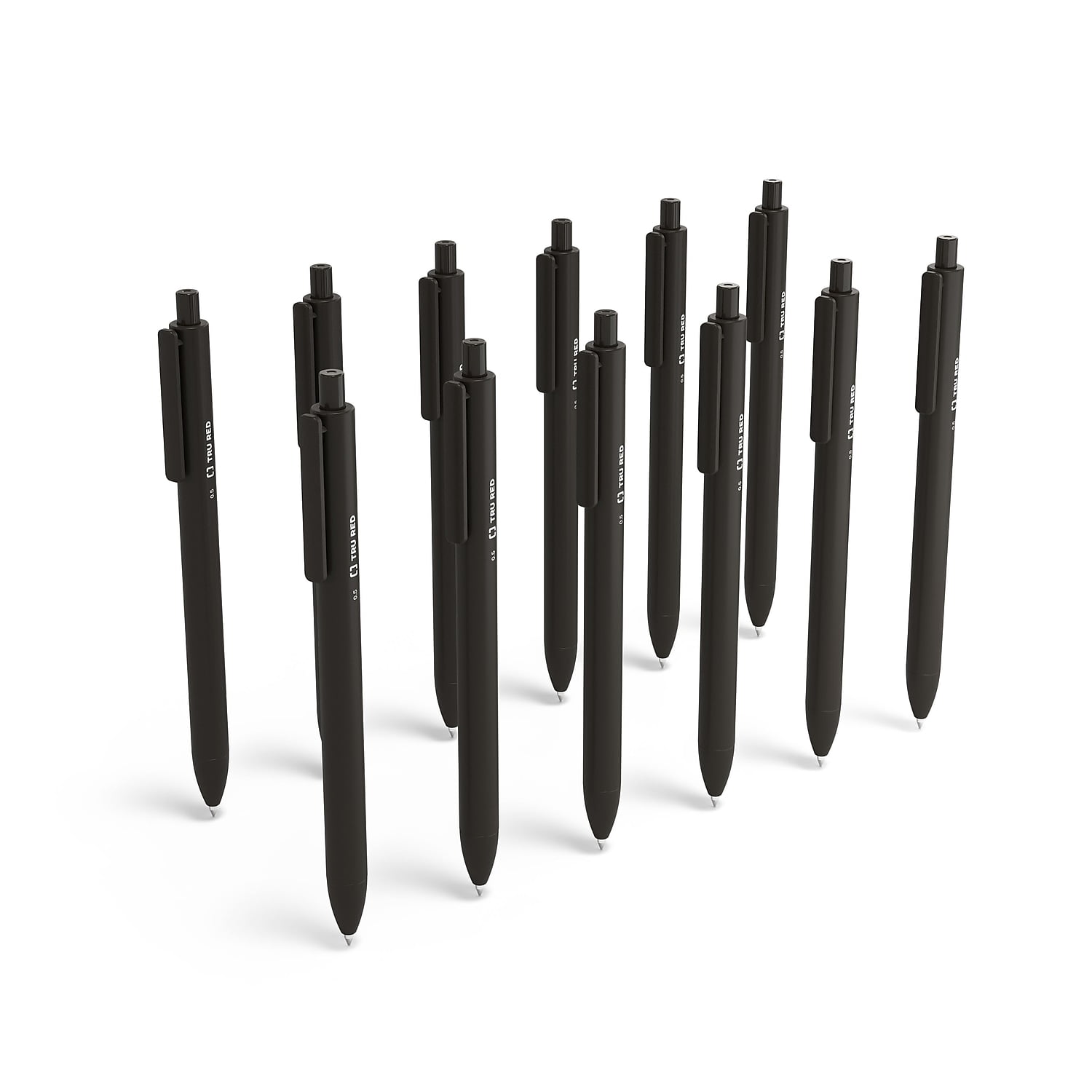 TRU RED Retractable Quick Dry Gel Pens Fine Point 0.5mm Blk Dozen TR54489