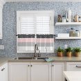 thumbnail image 6 of Half Window Curtains 24 Inches Long, Pink Grey Striped Window Treatment Curtain Drapes, Farmhouse Modern Short Curtains Tiers for Kitchen Over Sink, 27.5"x24", 2 Panels, 6 of 7