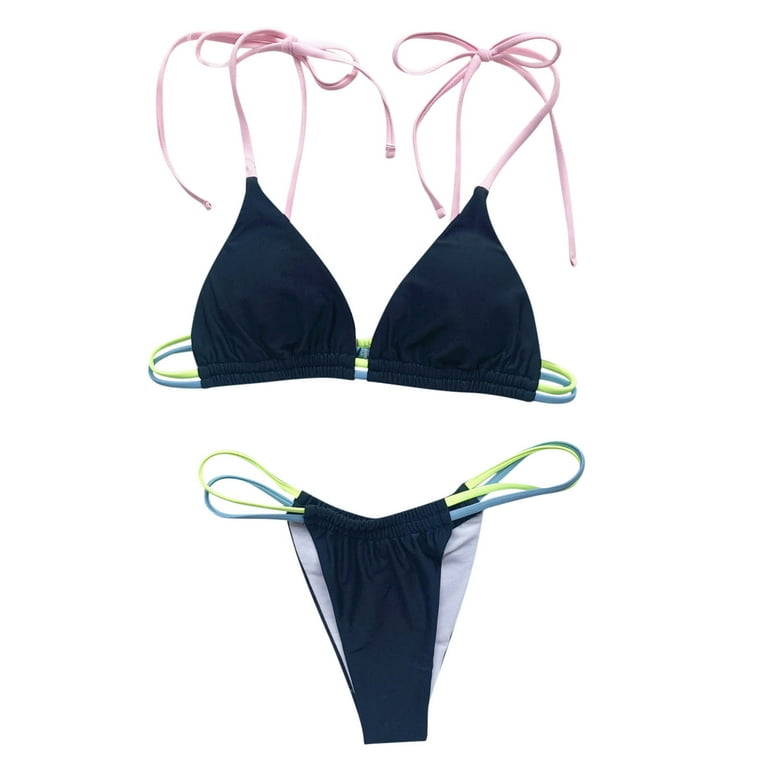fartey Thong Bikini Swimsuit for Women Brazilian Bottom Triangle Bikinis  Top Bathing Suit Beachwear 