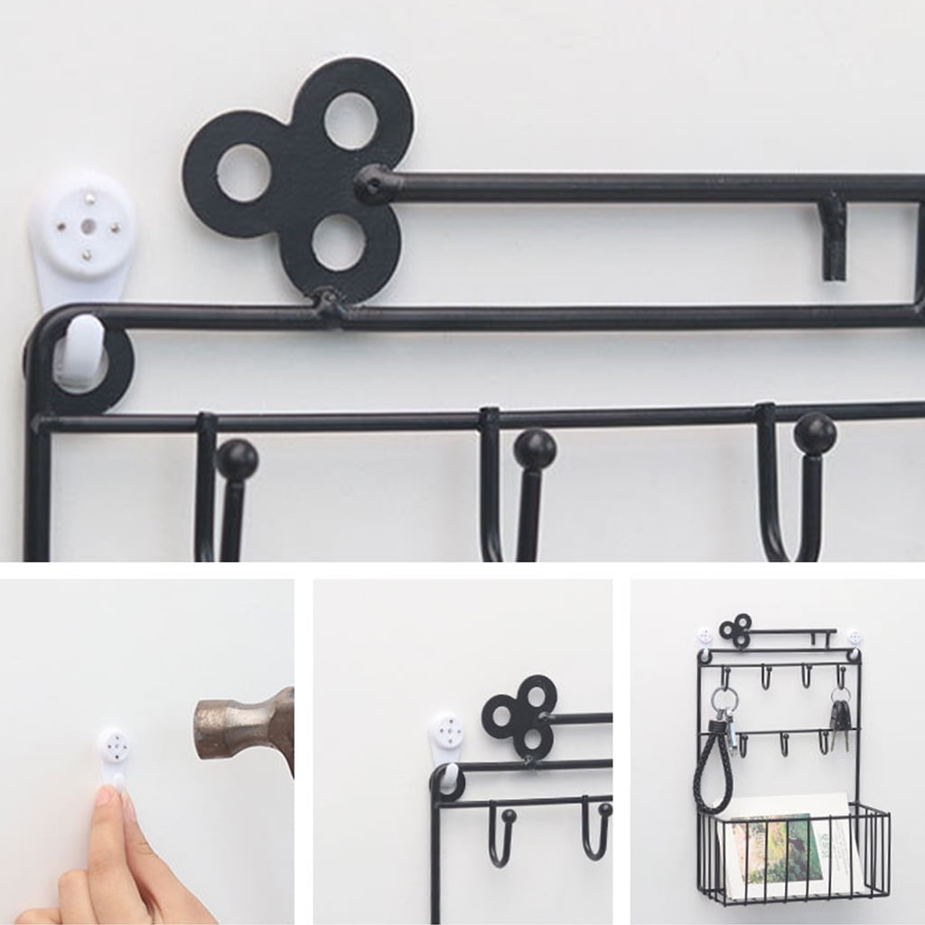 JERKKY Mail and Key Rack 1 Piece Wall Mounted Mail and Key Holder 7 Hook Rack Organizer Pocket and Letter Sorter for Entryway Kitchen Home Office Decor Bronze
