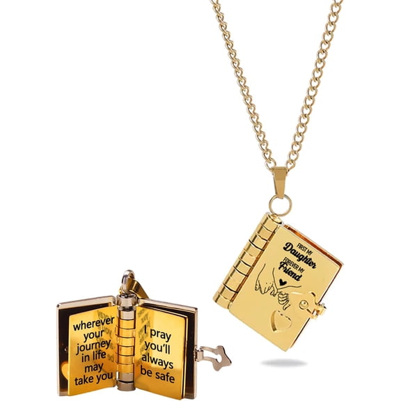 To My Daughter Book Necklace from Mom – Inspirational Flip Book Locket with Heartfelt Messages, Personalized Daughter Gift for Christmas, Birthday, Encouragement & Everyday Love