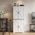 thumbnail image 6 of Ktaxon Mid-Century Kitchen Pantry with Storage, 72" Barn Door Food Cabinet with Large Drawer and Adjustable Shelves for Living Room, White & Brown, 6 of 8
