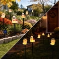 thumbnail image 6 of 6 Styles Halloween Solar Ground Stake Lights Pumpkin Ghost Mummy Maple Leaf Waterproof LED Outdoor Garden Lamps Auto On/Off 2 Lighting Modes On/Flashing for Yard Party Decor, 6 of 7